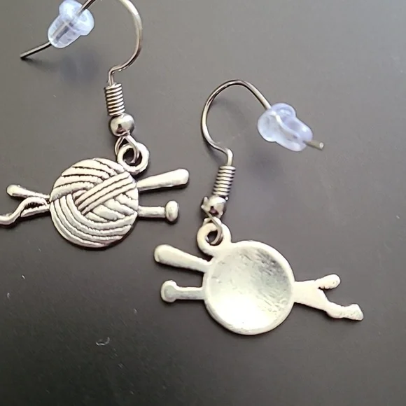 - Wool & Knitting Needles Earrings - Picture 2 of 2